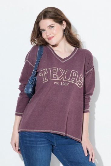 Ulla Popken Texas Contrast Stitching Sweatshirt Dark Ruby - Felpe & felpe con cappuccio - Felpe, Hoodie e Maglieria Calda