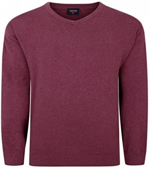 Espionage KW031 V-Neck Pullover Grape Red - Felpe & felpe con cappuccio - Felpe & Felpe con Cappuccio Uomo Taglie Forti