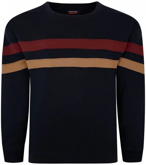 Espionage LW163 Striped Sweatshirt Navy - Felpe & felpe con cappuccio - Felpe & Felpe con Cappuccio Uomo Taglie Forti
