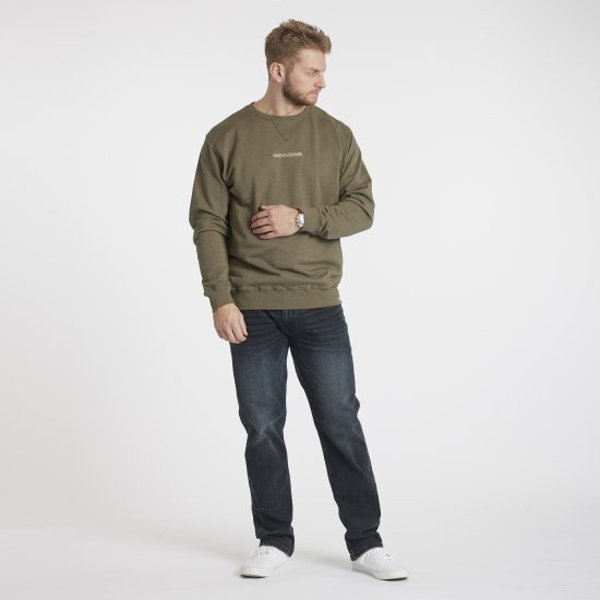 North Latitude Denim Logo Sweatshirt Dusty Olive Green TALL - TALL felpe - Felpe TALL per uomo alto