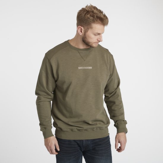 North Latitude Denim Logo Sweatshirt Dusty Olive Green TALL - TALL felpe - Felpe TALL per uomo alto