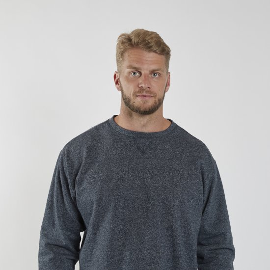 North Latitude O-Neck Sweatshirt Blue Melange TALL - TALL felpe - Felpe TALL per uomo alto