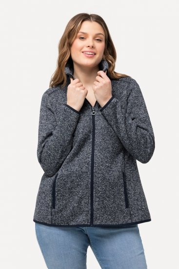 Ulla Popken Heather Knit Fleece Jacket Navy - Felpe & felpe con cappuccio - Felpe, Hoodie e Maglieria Calda
