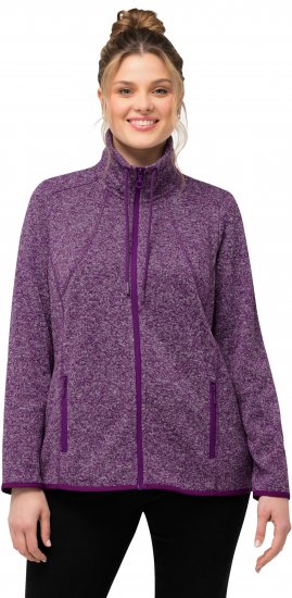Ulla Popken Heather Knit Fleece Jacket Dark Purple - Felpe & felpe con cappuccio - Felpe, Hoodie e Maglieria Calda