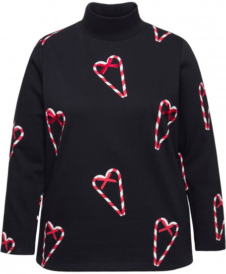 Ulla Popken Candy Cane Graphic Sweatshirt Black - Felpe & felpe con cappuccio - 