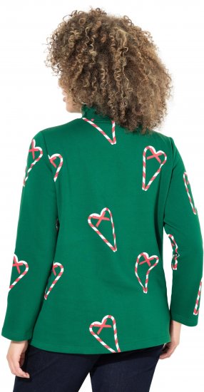 Ulla Popken Candy Cane Graphic Sweatshirt Meadow Green - Felpe & felpe con cappuccio - 