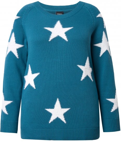 Ulla Popken Glitter Stars Soft Knit Sweater Petrol - Felpe & felpe con cappuccio - 