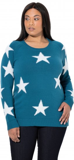 Ulla Popken Glitter Stars Soft Knit Sweater Petrol - Felpe & felpe con cappuccio - 