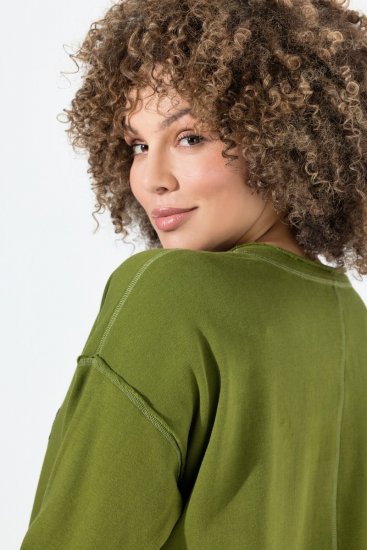 Ulla Popken Inspire Lettering V-Neck Sweatshirt Blooming Bay - Felpe & felpe con cappuccio - Felpe, Hoodie e Maglieria Calda