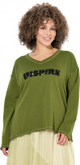 Ulla Popken Inspire Lettering V-Neck Sweatshirt Blooming Bay - Felpe & felpe con cappuccio - 