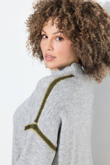 Ulla Popken Decorative Seam Sweater Light Grey Melange - Felpe & felpe con cappuccio - Felpe, Hoodie e Maglieria Calda