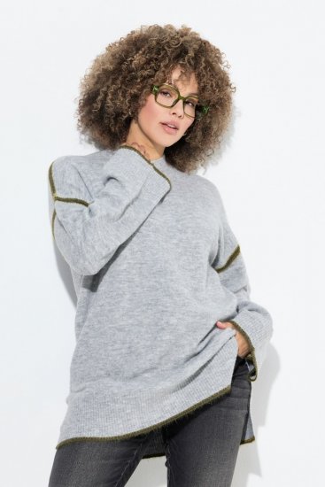 Ulla Popken Decorative Seam Sweater Light Grey Melange - Felpe & felpe con cappuccio - Felpe, Hoodie e Maglieria Calda