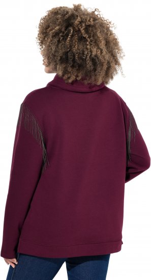 Ulla Popken Chain Fringe Smooth Fleece Sweatshirt Dark Wine Red - Felpe & felpe con cappuccio - 