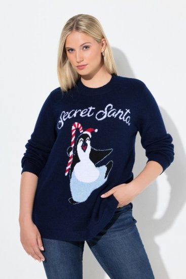 Ulla Popken Christmas Motif Classic Fit Sweater Navy - Felpe & felpe con cappuccio - Felpe, Hoodie e Maglieria Calda