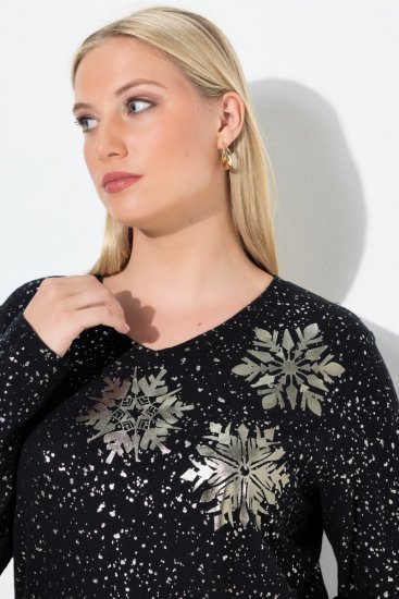 Ulla Popken Metallic Print Extra Soft Christmas Sweatshirt Black - Felpe & felpe con cappuccio - Felpe, Hoodie e Maglieria Calda