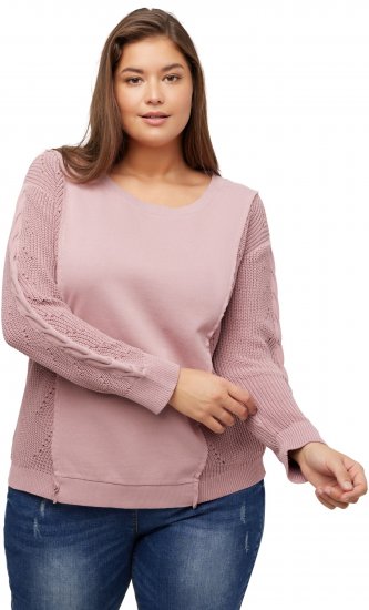 Ulla Popken Mixed Knit Patch Look Sweatshirt Old Pink - Felpe & felpe con cappuccio - Felpe, Hoodie e Maglieria Calda