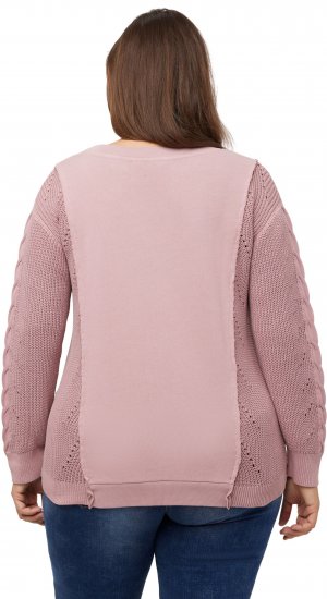 Ulla Popken Mixed Knit Patch Look Sweatshirt Old Pink - Felpe & felpe con cappuccio - Felpe, Hoodie e Maglieria Calda