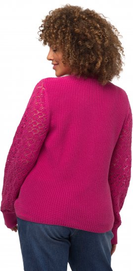 Ulla Popken Shaker Stitch Cropped Gathered Sweater Fuchsia Pink - Felpe & felpe con cappuccio - Felpe, Hoodie e Maglieria Calda