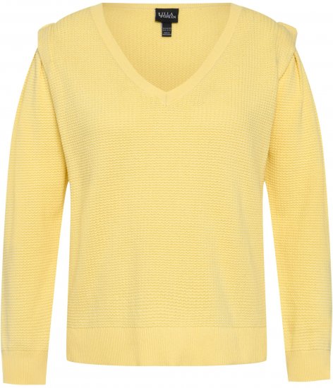 Ulla Popken Shoulder Accent Classic Fit Textured Knit Sweater Lemon Yellow - Felpe & felpe con cappuccio - Felpe, Hoodie e Maglieria Calda