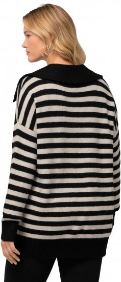 Ulla Popken Striped Troyer Collar Sweater Black - Felpe & felpe con cappuccio - Felpe, Hoodie e Maglieria Calda