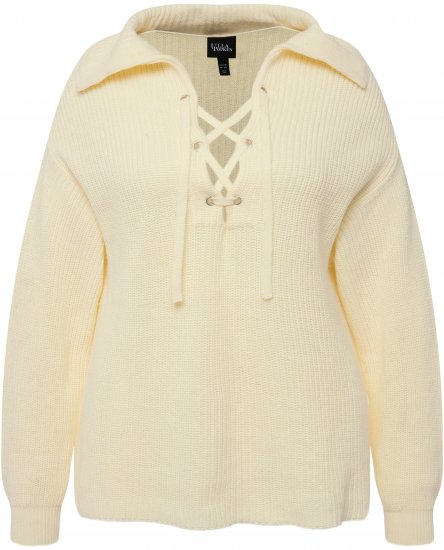 Ulla Popken Lace Up Sailor Collar Sweater Vanilla - Felpe & felpe con cappuccio - 