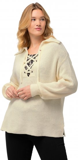 Ulla Popken Lace Up Sailor Collar Sweater Vanilla - Felpe & felpe con cappuccio - 