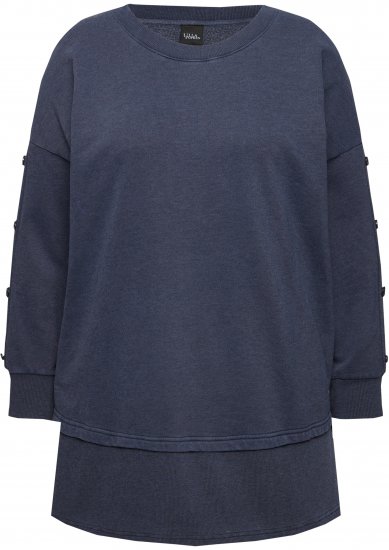 Ulla Popken Layered Look Button Sleeve Sweatshirt Navy - Felpe & felpe con cappuccio - 