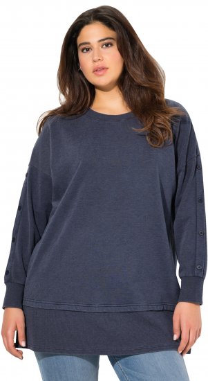 Ulla Popken Layered Look Button Sleeve Sweatshirt Navy - Felpe & felpe con cappuccio - 