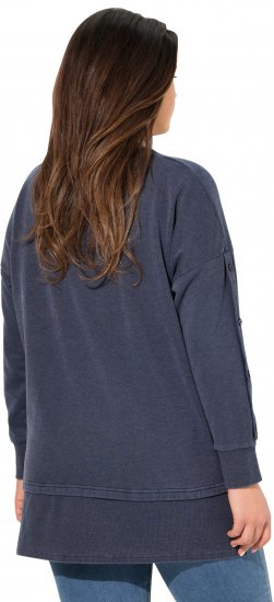 Ulla Popken Layered Look Button Sleeve Sweatshirt Navy - Felpe & felpe con cappuccio - 