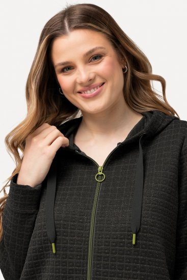 Ulla Popken Textured Metallic Knit Sweatshirt With Hood Graphite Grey - Felpe & felpe con cappuccio - Felpe, Hoodie e Maglieria Calda