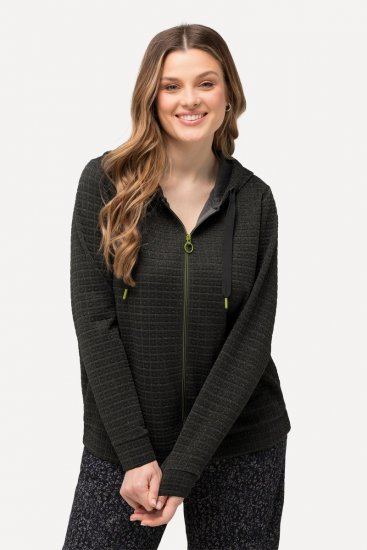 Ulla Popken Textured Metallic Knit Sweatshirt With Hood Graphite Grey - Felpe & felpe con cappuccio - Felpe, Hoodie e Maglieria Calda