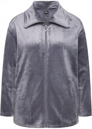 Ulla Popken Velour Loungewear Jacket Dark Grey - Felpe & felpe con cappuccio - Felpe, Hoodie e Maglieria Calda