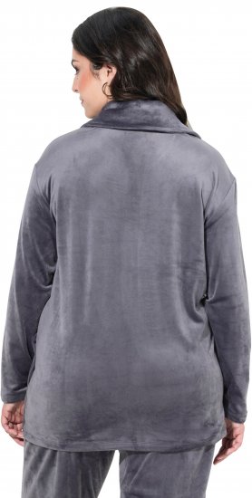 Ulla Popken Velour Loungewear Jacket Dark Grey - Felpe & felpe con cappuccio - Felpe, Hoodie e Maglieria Calda