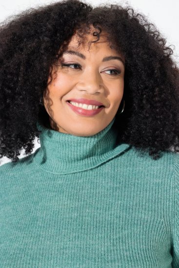 Ulla Popken Asymmetric Zipper Turtleneck Sweater Green - Felpe & felpe con cappuccio - Felpe, Hoodie e Maglieria Calda
