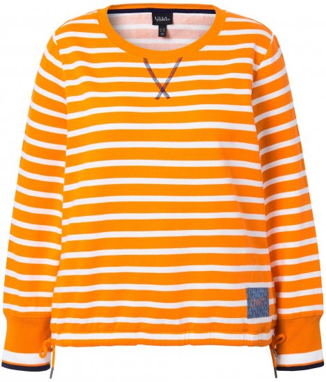 Ulla Popken Striped Drawstring Hem Sweatshirt Orange - Felpe & felpe con cappuccio - 