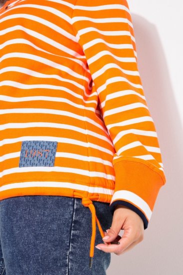 Ulla Popken Striped Drawstring Hem Sweatshirt Orange - Felpe & felpe con cappuccio - Felpe, Hoodie e Maglieria Calda
