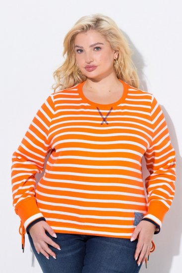 Ulla Popken Striped Drawstring Hem Sweatshirt Orange - Felpe & felpe con cappuccio - Felpe, Hoodie e Maglieria Calda