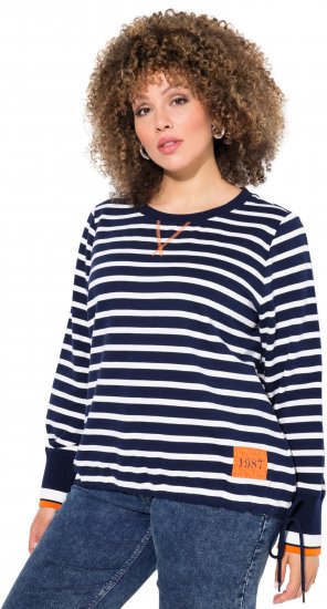 Ulla Popken Striped Drawstring Hem Sweatshirt Navy - Felpe & felpe con cappuccio - 