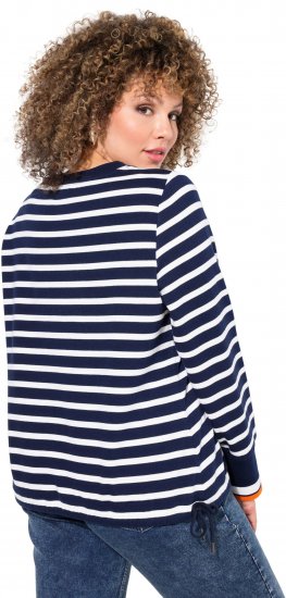 Ulla Popken Striped Drawstring Hem Sweatshirt Navy - Felpe & felpe con cappuccio - 