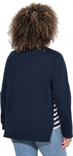 Ulla Popken Stripe Panel Long Sleeve V-Neck Sweatshirt Navy - Felpe & felpe con cappuccio - Felpe, Hoodie e Maglieria Calda