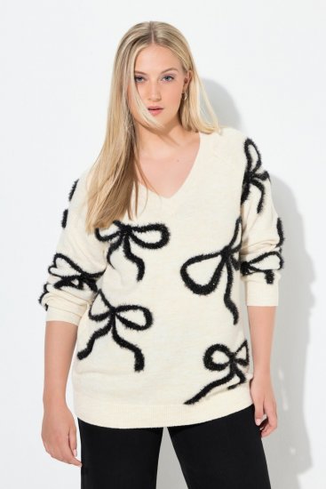 Ulla Popken Glitter Bow Sweater Chalk - Felpe & felpe con cappuccio - Felpe, Hoodie e Maglieria Calda