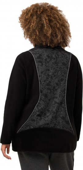 Ulla Popken Patch Print Fleece Jacket Black - Felpe & felpe con cappuccio - 
