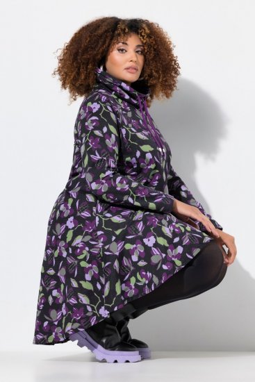 Ulla Popken Floral Stand-Up Collar Flounce Panel Sweatshirt Black - Felpe & felpe con cappuccio - Felpe, Hoodie e Maglieria Calda