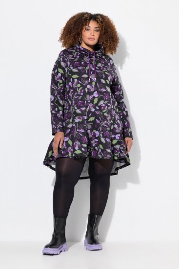 Ulla Popken Floral Stand-Up Collar Flounce Panel Sweatshirt Black - Felpe & felpe con cappuccio - Felpe, Hoodie e Maglieria Calda