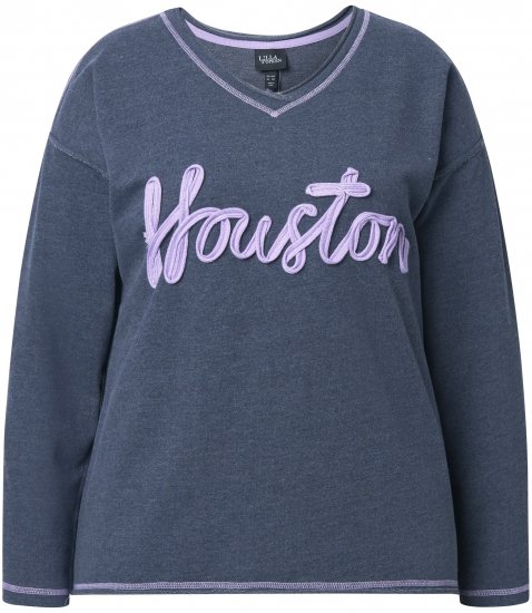 Ulla Popken Houston Textured Lettering Sweatshirt Navy - Felpe & felpe con cappuccio - 