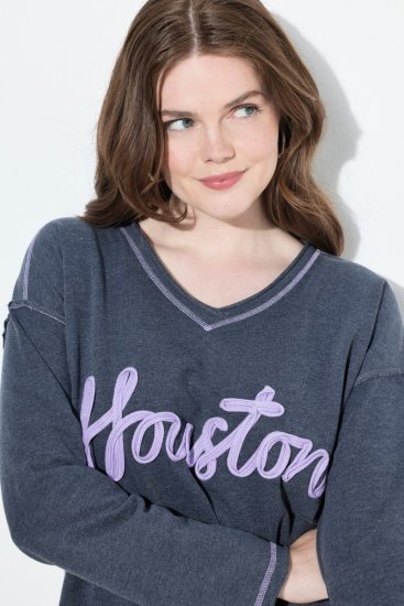 Ulla Popken Houston Textured Lettering Sweatshirt Navy - Felpe & felpe con cappuccio - Felpe, Hoodie e Maglieria Calda