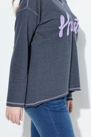 Ulla Popken Houston Textured Lettering Sweatshirt Navy - Felpe & felpe con cappuccio - Felpe, Hoodie e Maglieria Calda