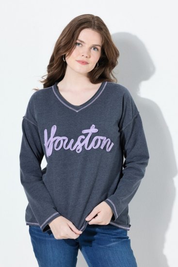 Ulla Popken Houston Textured Lettering Sweatshirt Navy - Felpe & felpe con cappuccio - Felpe, Hoodie e Maglieria Calda