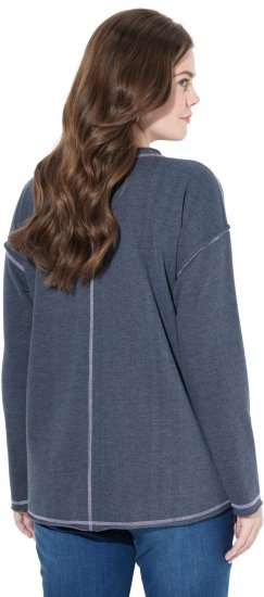 Ulla Popken Houston Textured Lettering Sweatshirt Navy - Felpe & felpe con cappuccio - 