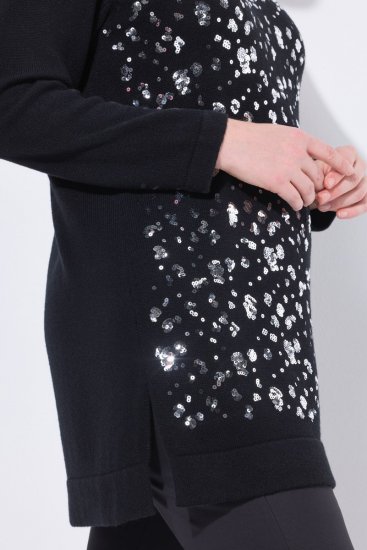 Ulla Popken Sequined Soft Fine Knit Sweater Black - Felpe & felpe con cappuccio - Felpe, Hoodie e Maglieria Calda